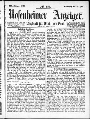 Rosenheimer Anzeiger Donnerstag 10. Juli 1879