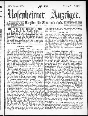 Rosenheimer Anzeiger Dienstag 15. Juli 1879