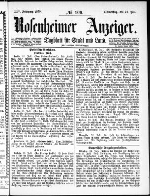 Rosenheimer Anzeiger Donnerstag 24. Juli 1879