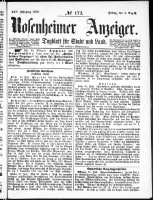 Rosenheimer Anzeiger Freitag 1. August 1879