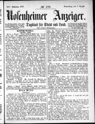 Rosenheimer Anzeiger Donnerstag 7. August 1879