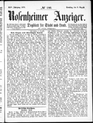 Rosenheimer Anzeiger Samstag 9. August 1879