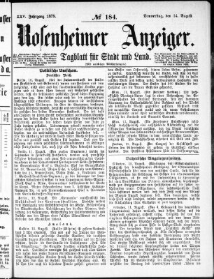 Rosenheimer Anzeiger Donnerstag 14. August 1879