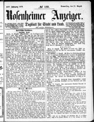 Rosenheimer Anzeiger Donnerstag 21. August 1879