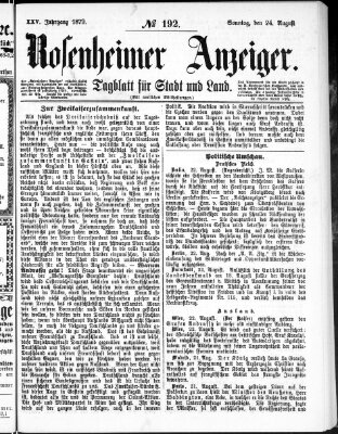 Rosenheimer Anzeiger Sonntag 24. August 1879