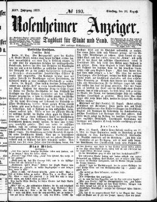 Rosenheimer Anzeiger Dienstag 26. August 1879