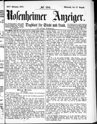 Rosenheimer Anzeiger Mittwoch 27. August 1879