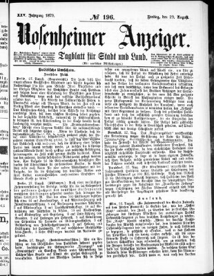 Rosenheimer Anzeiger Freitag 29. August 1879