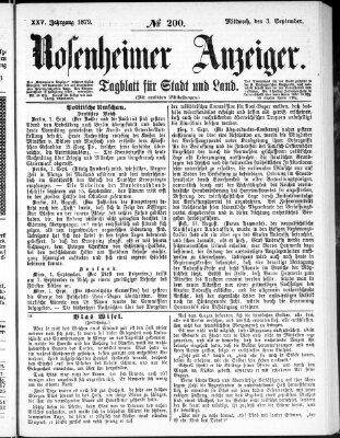 Rosenheimer Anzeiger Mittwoch 3. September 1879