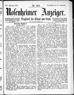 Rosenheimer Anzeiger Donnerstag 11. September 1879