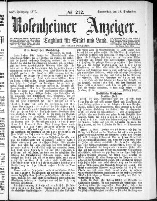 Rosenheimer Anzeiger Donnerstag 18. September 1879