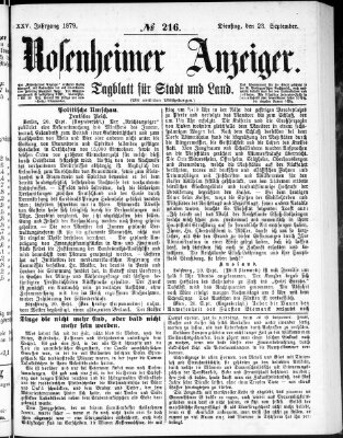 Rosenheimer Anzeiger Dienstag 23. September 1879