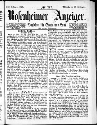 Rosenheimer Anzeiger Mittwoch 24. September 1879