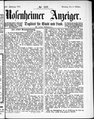 Rosenheimer Anzeiger Sonntag 5. Oktober 1879