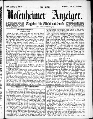 Rosenheimer Anzeiger Samstag 11. Oktober 1879