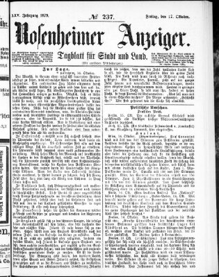 Rosenheimer Anzeiger Freitag 17. Oktober 1879