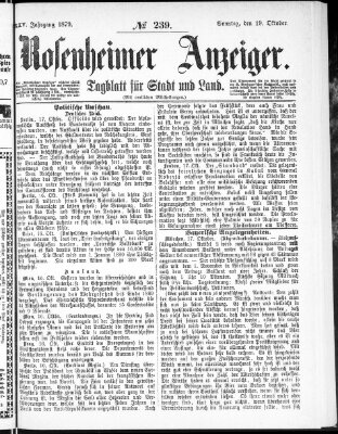 Rosenheimer Anzeiger Sonntag 19. Oktober 1879