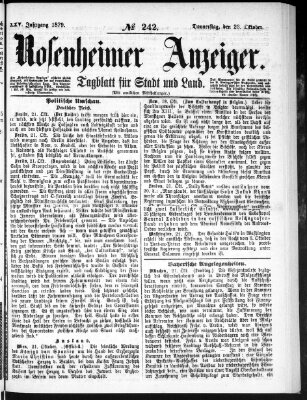 Rosenheimer Anzeiger Donnerstag 23. Oktober 1879