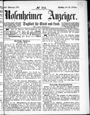 Rosenheimer Anzeiger Samstag 25. Oktober 1879