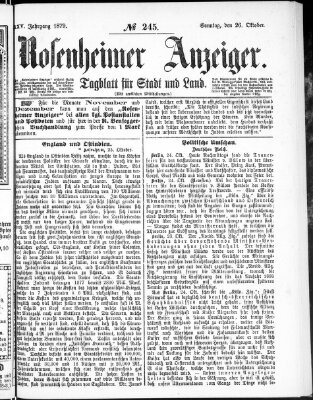 Rosenheimer Anzeiger Sonntag 26. Oktober 1879