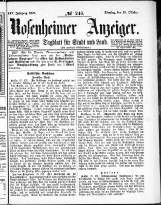 Rosenheimer Anzeiger Dienstag 28. Oktober 1879