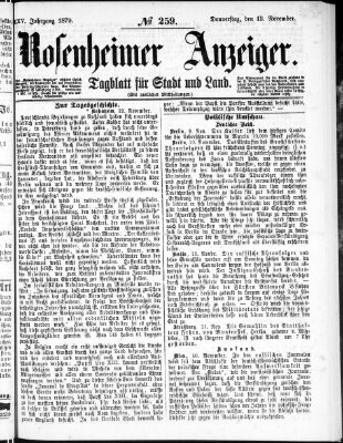 Rosenheimer Anzeiger Donnerstag 13. November 1879