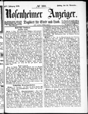 Rosenheimer Anzeiger Freitag 14. November 1879