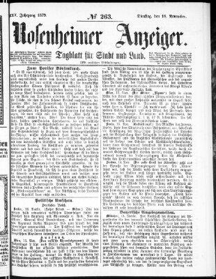 Rosenheimer Anzeiger Dienstag 18. November 1879