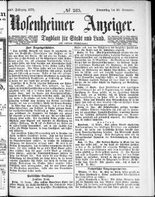 Rosenheimer Anzeiger Donnerstag 20. November 1879