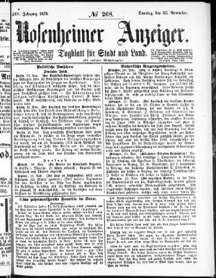 Rosenheimer Anzeiger Sonntag 23. November 1879