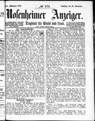 Rosenheimer Anzeiger Samstag 29. November 1879