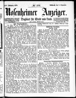 Rosenheimer Anzeiger Mittwoch 3. Dezember 1879