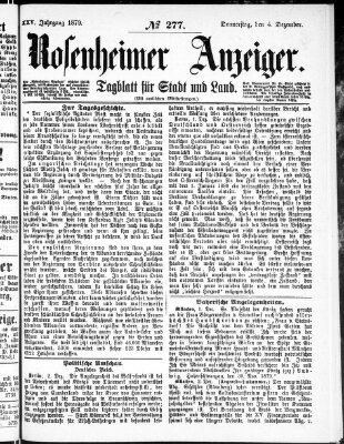 Rosenheimer Anzeiger Donnerstag 4. Dezember 1879