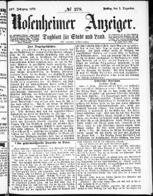 Rosenheimer Anzeiger Freitag 5. Dezember 1879