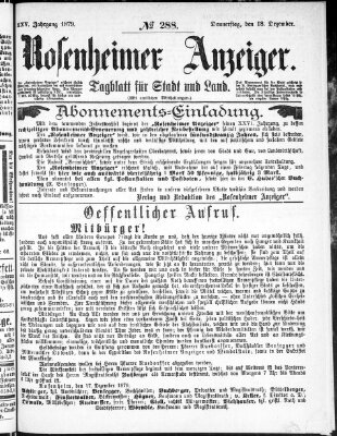 Rosenheimer Anzeiger Donnerstag 18. Dezember 1879