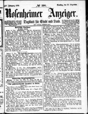 Rosenheimer Anzeiger Samstag 20. Dezember 1879