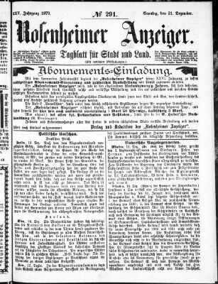 Rosenheimer Anzeiger Sonntag 21. Dezember 1879