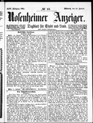 Rosenheimer Anzeiger Mittwoch 14. Januar 1880