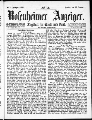 Rosenheimer Anzeiger Freitag 23. Januar 1880