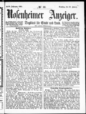 Rosenheimer Anzeiger Samstag 24. Januar 1880