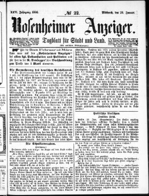 Rosenheimer Anzeiger Mittwoch 28. Januar 1880