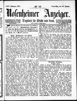 Rosenheimer Anzeiger Donnerstag 29. Januar 1880