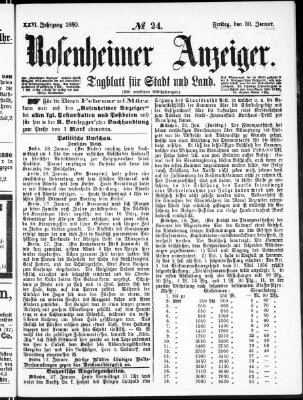 Rosenheimer Anzeiger Freitag 30. Januar 1880