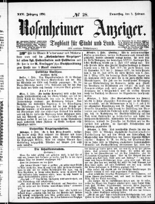 Rosenheimer Anzeiger Donnerstag 5. Februar 1880