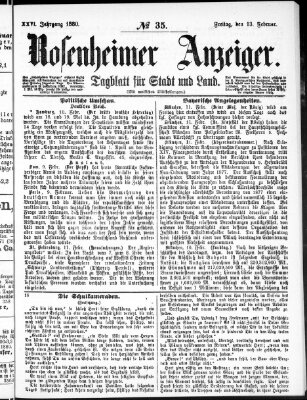 Rosenheimer Anzeiger Freitag 13. Februar 1880