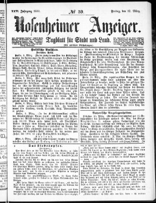 Rosenheimer Anzeiger Freitag 12. März 1880