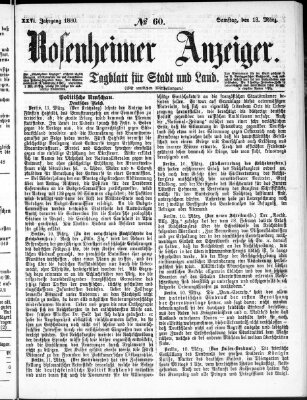 Rosenheimer Anzeiger Samstag 13. März 1880