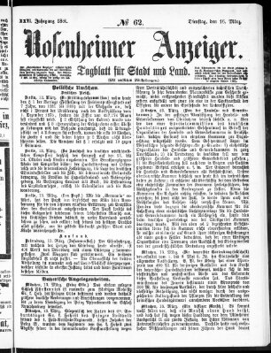 Rosenheimer Anzeiger Dienstag 16. März 1880