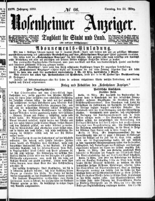 Rosenheimer Anzeiger Sonntag 21. März 1880