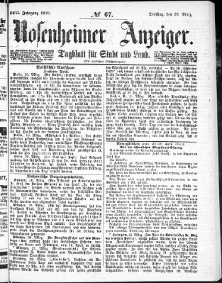 Rosenheimer Anzeiger Dienstag 23. März 1880